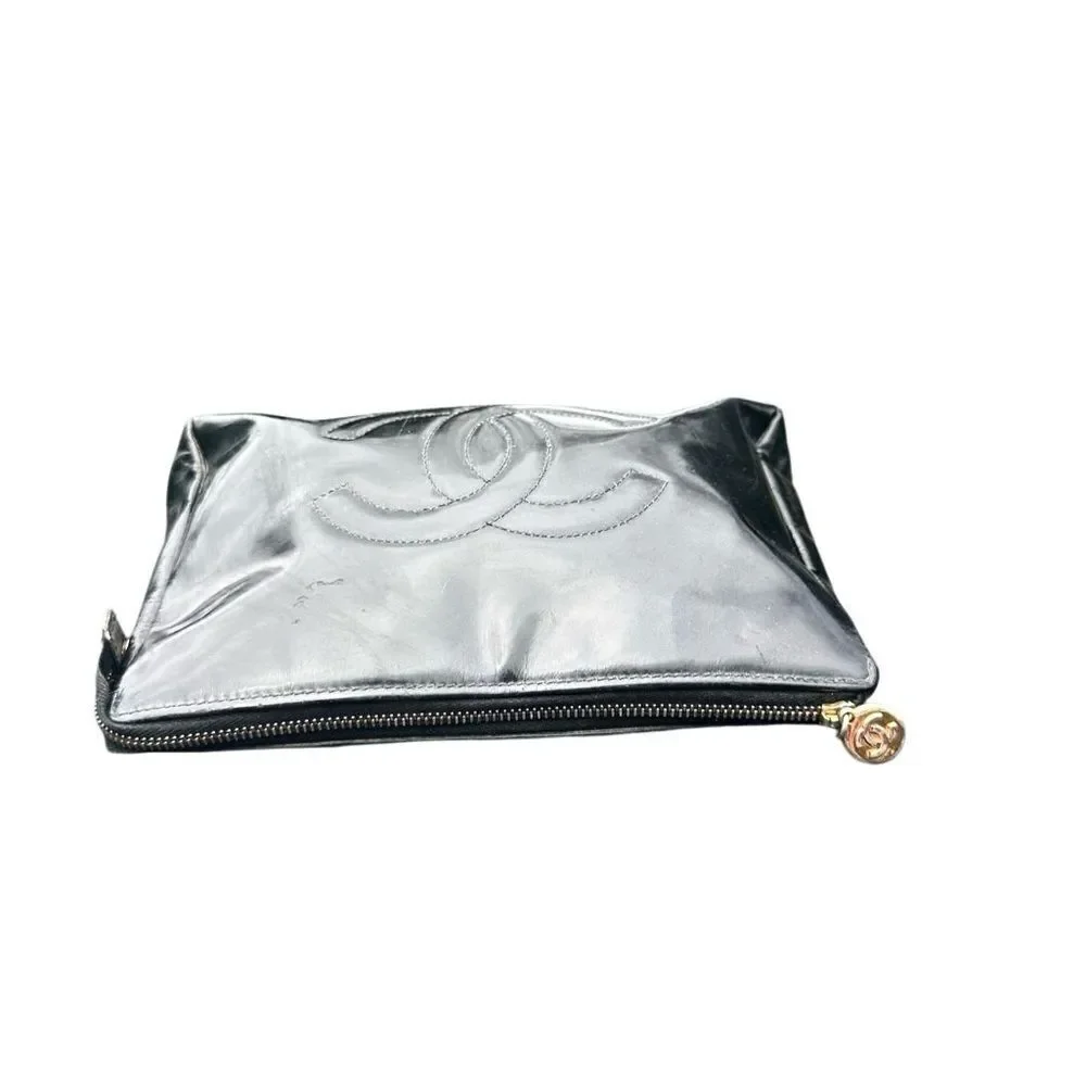 Chanel Black Pouch Bag with Iconic Logo added chain